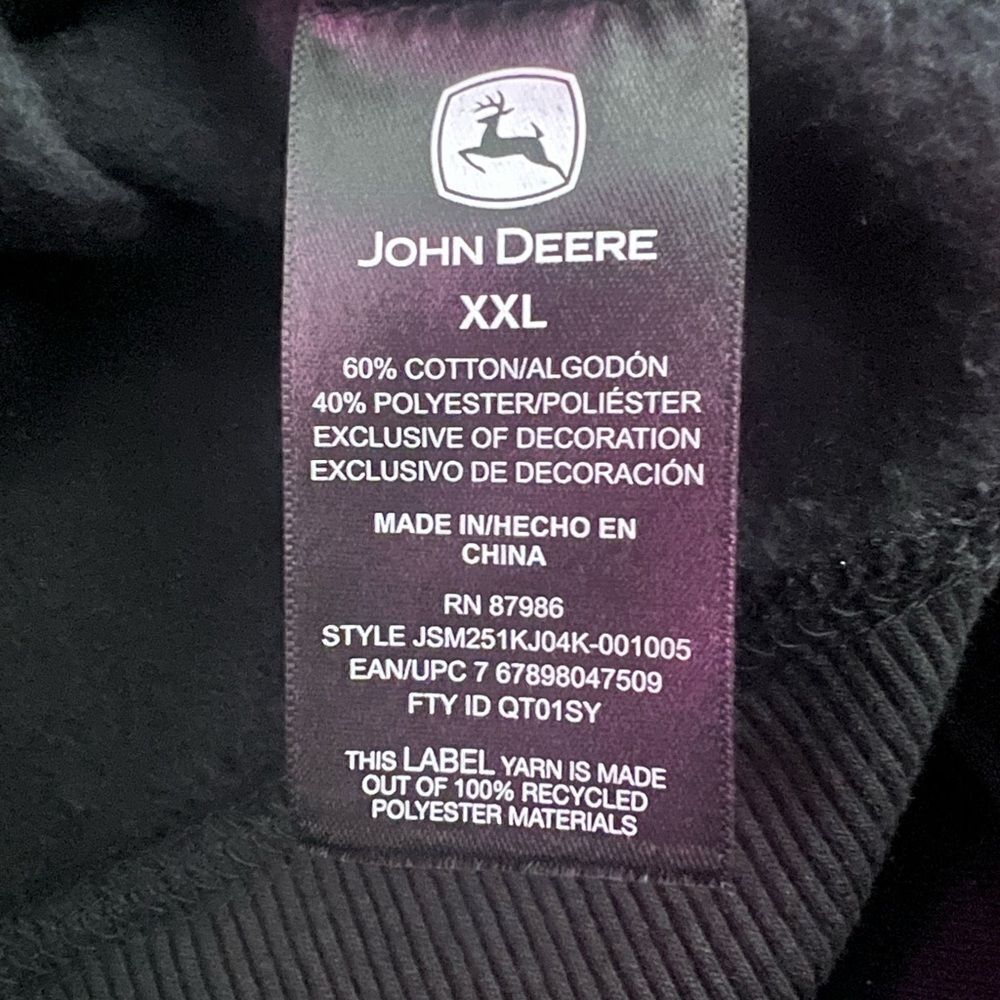 John Deere Core Graphic Logo Hoodie Black- Size XXL - Picture 9 of 10